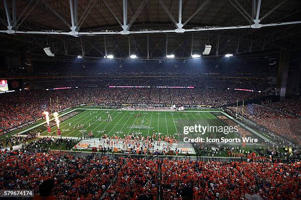 General overview of University of Phoenix Stadium before the start of the College Football Playoff National Championship game between the Clemson...