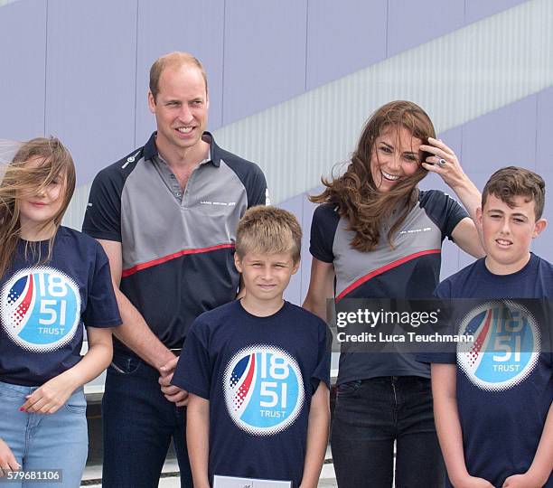 Catherine, Duchess of Cambridge and Prince William, Duke of Cambridge attend the America's Cup World Series at BAR HQ on July 24, 2016 in Portsmouth,...