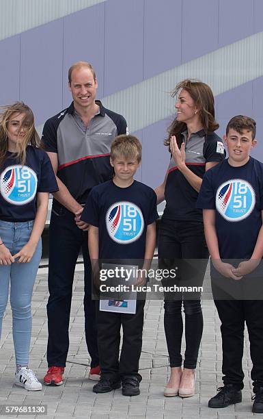 Catherine, Duchess of Cambridge and Prince William, Duke of Cambridge attend the America's Cup World Series at BAR HQ on July 24, 2016 in Portsmouth,...