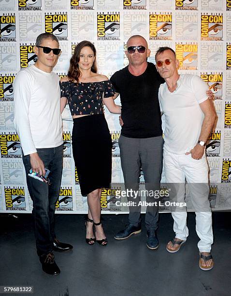 Actors Wentworth Miller, Sarah Wayne Callies, Dominic Purcell and Robert Knepper attend the Fox Action Showcase: "Prison Break" And "24: Legacy"...