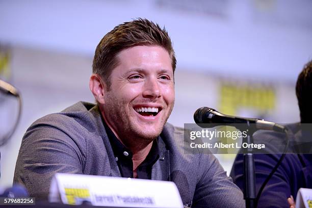 Actor Jensen Ackles attends the "Supernatural" Special Video Presentation And Q&A during Comic-Con International 2016 at San Diego Convention Center...