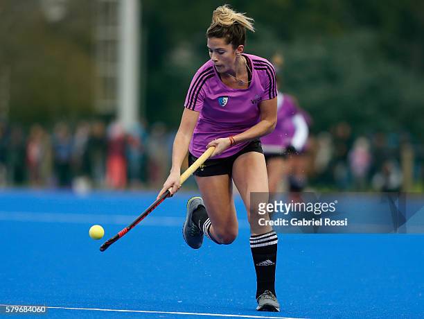 Agustina Albertarrio of Argentina drives the ball during an International Friendly match between Argentina and Ireland at CenARD on July 24, 2016 in...