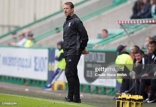 Gary Rowett Manager of Birmingham City during the Pre-Season Friendly between Hibernian and Birmingham City at Easter Road on July 24, 2016 in...