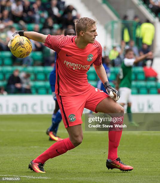 Otso Virtanen Goalkeeper in action for Hibernian during the Pre-Season Friendly between Hibernian and Birmingham City at Easter Road on July 24, 2016...