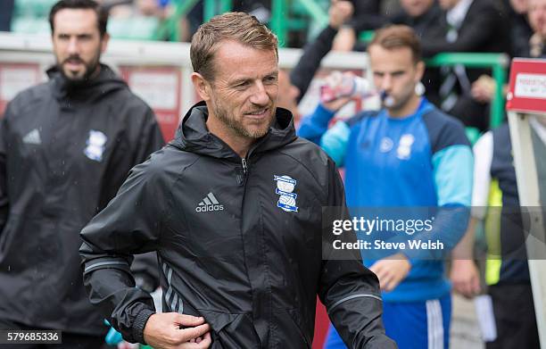 Gary Rowett Manager of Birmingham City during the Pre-Season Friendly between Hibernian and Birmingham City at Easter Road on July 24, 2016 in...