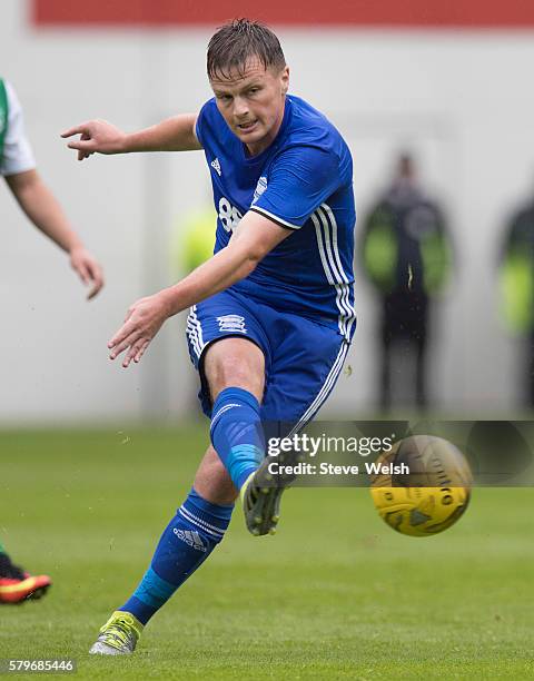 Stephen Gleeson in action for Birmingham City during the Pre-Season Friendly between Hibernian and Birmingham City at Easter Road on July 24, 2016 in...