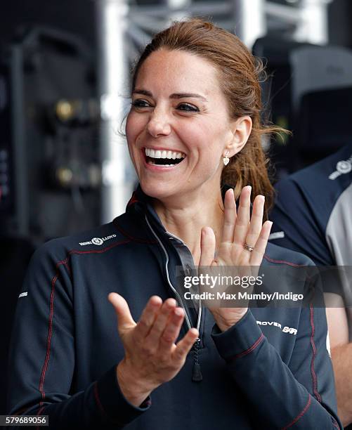 Catherine, Duchess of Cambridge attends the prize giving presentation at the America's Cup World Series on July 24, 2016 in Portsmouth, England.