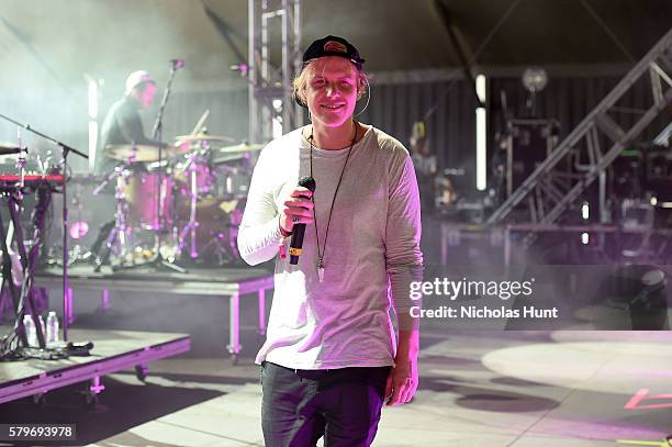 Tyrone Lindqvist of Rufus Du Sol performs onstage at the 2016 Panorama NYC Festival - Day 3 at Randall's Island on July 24, 2016 in New York City.
