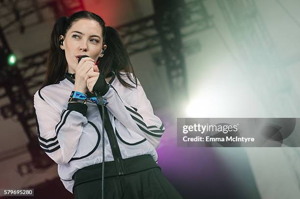 Musician Sarah Grace McLaughlin aka 'Bishop Briggs' performs onstage at the 2016 WayHome Music and Arts Festival on July 24, 2016 in Oro-Medonte,...
