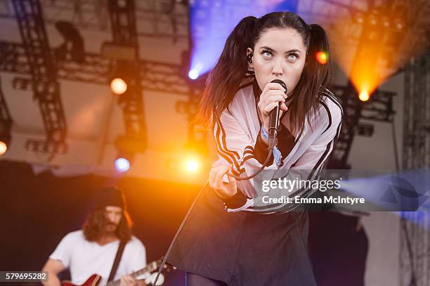 Musician Sarah Grace McLaughlin aka 'Bishop Briggs' performs onstage at the 2016 WayHome Music and Arts Festival on July 24, 2016 in Oro-Medonte,...