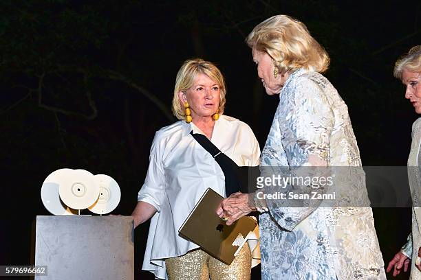 Martha Stewart, Luanne Wells and Molly Chappellet at LongHouse Reserve 2016 Jubilee Year Summer Benefit, Serious Moonlight at LongHouse Reserve on...