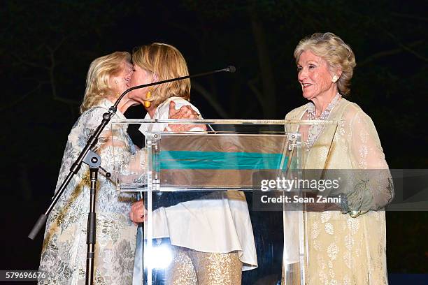 Luanne Wells, Martha Stewart and Molly Chappellet at LongHouse Reserve 2016 Jubilee Year Summer Benefit, Serious Moonlight at LongHouse Reserve on...