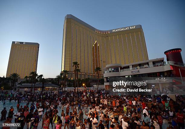 Guests attend the Neighborhood Awards Beach Party at the Mandalay Bay Beach at the Mandalay Bay Resort and Casino on July 24, 2016 in Las Vegas,...