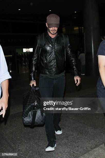 David Beckham is seen at LAX on July 24, 2016 in Los Angeles, California.