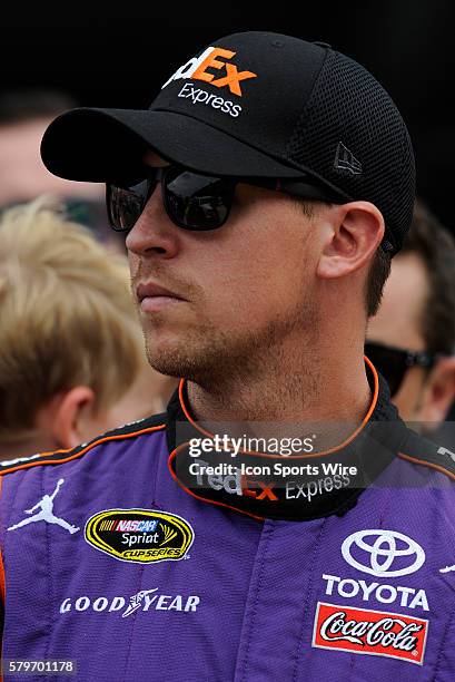 July 2015 | Denny Hamlin FedEx Toyota Camry during driver introductions at the NASCAR Sprint Cup 22nd Annual Crown Royal Presents the Jeff Kyle 400...