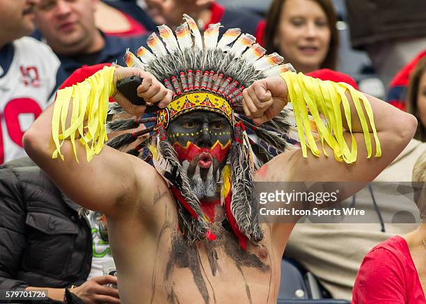 Kansas City Chiefs fan during the NFL Wild Card game between the Kansas City Chiefs and Houston Texans at NRG Stadium in Houston, TX.