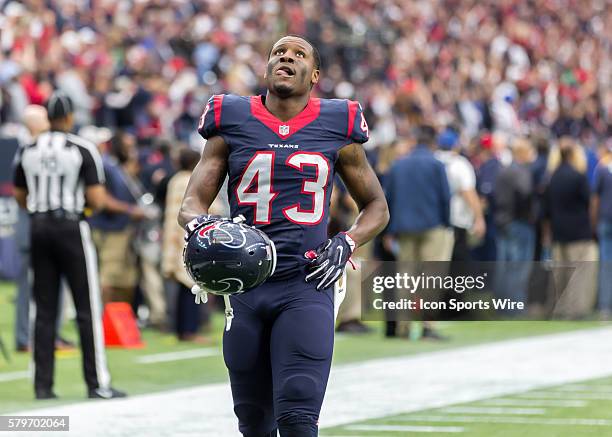 Houston Texans defensive back Corey Moore during the NFL Wild Card game between the Kansas City Chiefs and Houston Texans at NRG Stadium in Houston,...