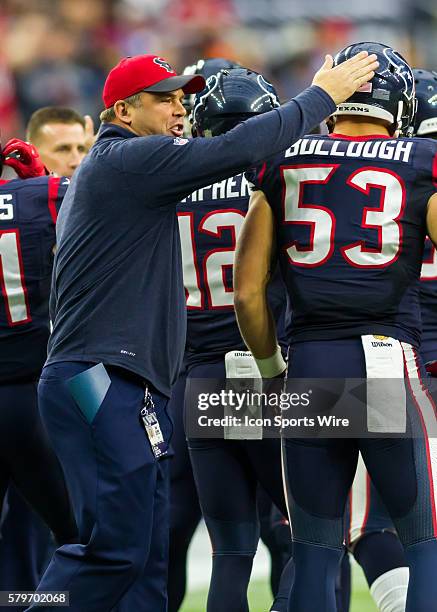 Houston Texans Assistant Special Teams Doug Colman during the NFL Wild Card game between the Kansas City Chiefs and Houston Texans at NRG Stadium in...