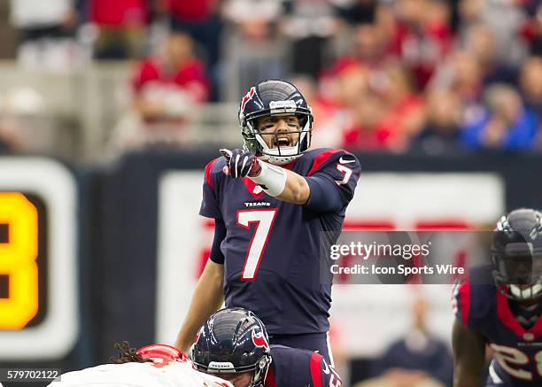 Houston Texans quarterback Brian Hoyer during the NFL Wild Card game between the Kansas City Chiefs and Houston Texans at NRG Stadium in Houston, TX.