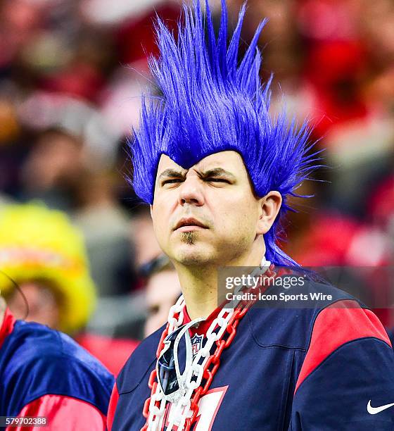 Disgruntled Texans fan during first half action during the Chiefs at Texans Wild Card playoff game at NRG Stadium, Houston, Texas.