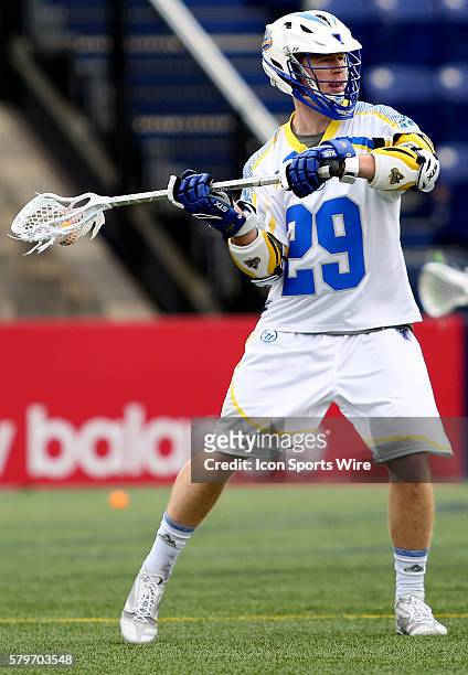 Florida Launch attacker Kevin Cunningham in action during an MLL lacrosse match between the Florida Launch and the Chesapeake Bayhawks at Navy-Marine...