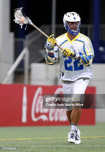 Florida Launch attacker Casey Powell in action during an MLL lacrosse match between the Florida Launch and the Chesapeake Bayhawks at Navy-Marine...