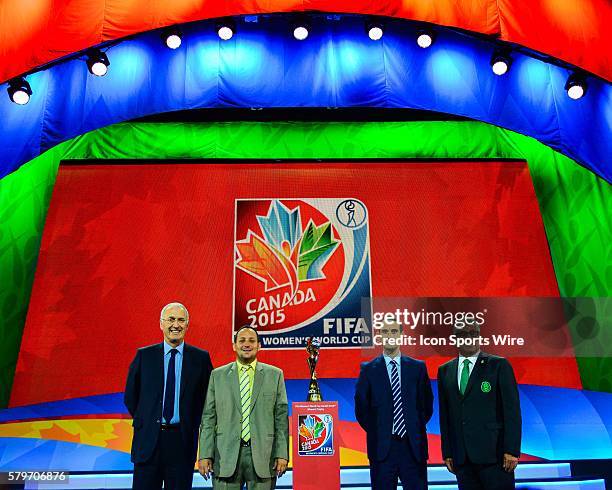 Head coaches of Group F Philippe Bergeroo, head coach of team France, Felipe Taborda, head coach of team Colombia, Mark Sampson, head coach of team...