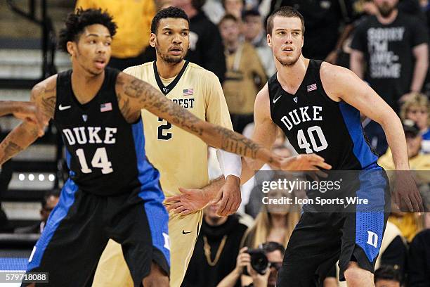 Duke Blue Devils guard Brandon Ingram , Wake Forest Demon Deacons forward Devin Thomas , and center Marshall Plumlee during the regular season...