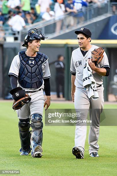 Battery mates, New York Yankees Catcher John Ryan Murphy [7632] and New York Yankees Starting pitcher Nathan Eovaldi [8980] ready for game action in...