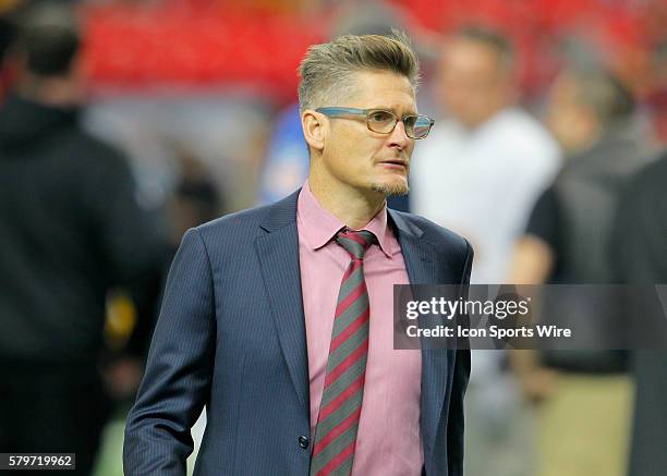 Atlanta Falcons general manager Thomas Dimitroff prior to the Pittsburgh Steelers 27-20 victory over the Atlanta Falcons at the Georgia Dome in...