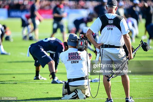 The HBO Series Hard Knocks crew is on hand during the Texans Training Camp at Houston Methodist Training Center, Houston, Texas.