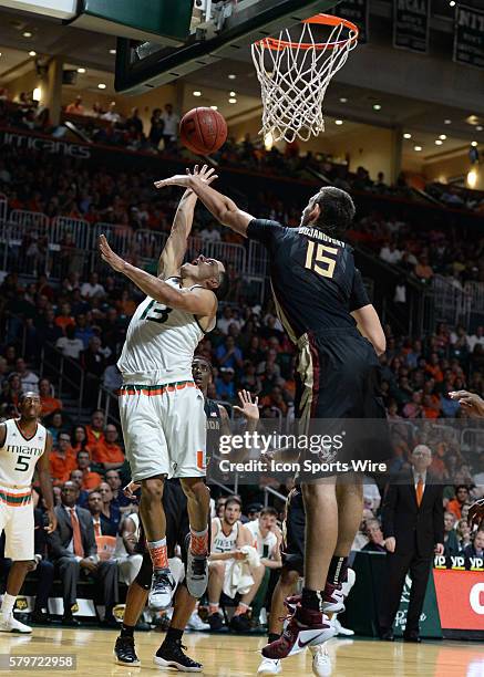 January 09, 2016 Miami Hurricanes guard Angel Rodriguez during the second half in a game between the Miami Hurricanes and the Florida State Seminoles...