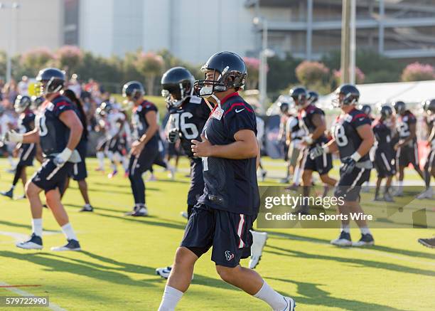 Houston Texans practice drills during the Houston Texans training camp at Houston Methodist Training Center in Houston, TX.