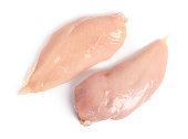Chicken breast. Isolated on a white background. Directly Above.