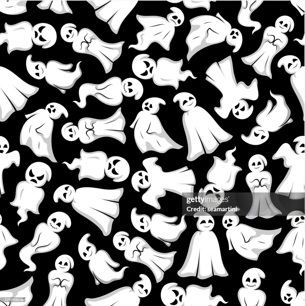 Fondo De Halloween Con Fantasmas De Dibujos Animados Ilustración de stock -  Getty Images