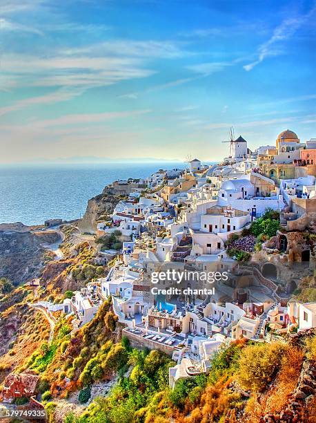 city of oia at santorini , greece - siros fotografías e imágenes de stock