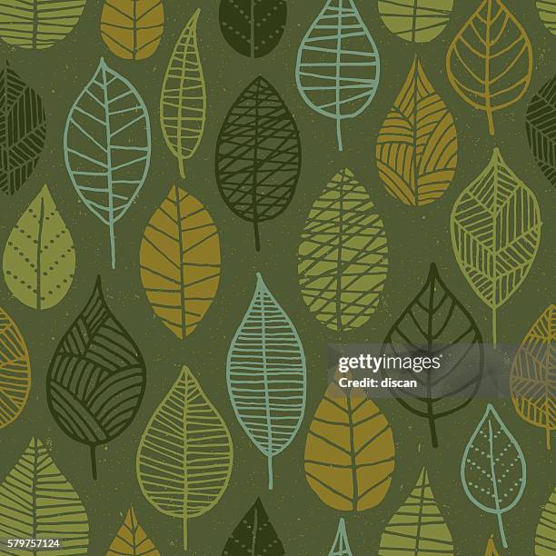 seamless green pattern with leaves - early fall background stock illustrations