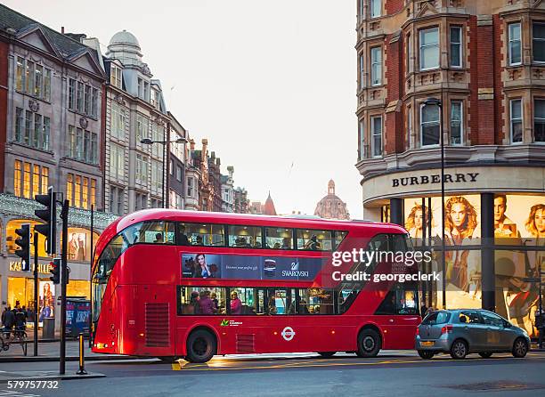 london double-decker bus: modern routemaster - knightsbridge stock pictures, royalty-free photos & images