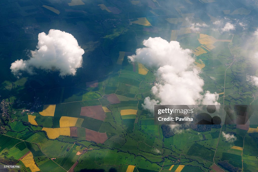 Aerial view of the French countryside before Paris,France