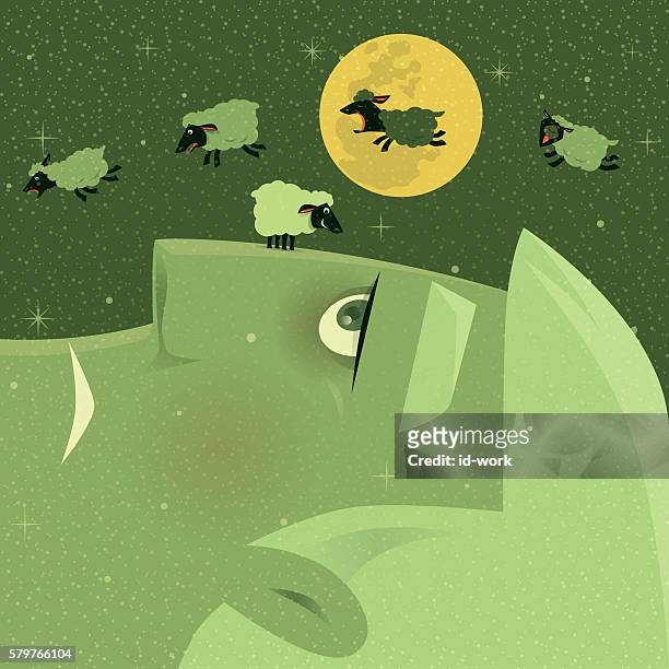 schlaflosigkeit - sheep illustration stock-grafiken, -clipart, -cartoons und -symbole