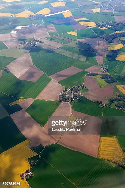 aerial view of the french countryside before paris,france - france countryside stock pictures, royalty-free photos & images