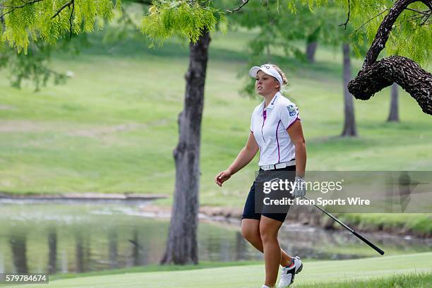 Brooke M. Henderson of Canada looks at her 3rd shot on during the second round of the Volunteers of America North Texas Shootout at Las Colinas...