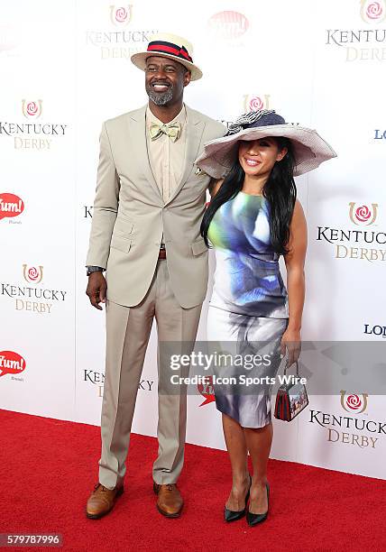 Musician Brian McKnight arrives on the red carpet at the 141st running of the Kentucky Derby at Churchill Downs in Louisville, KY.