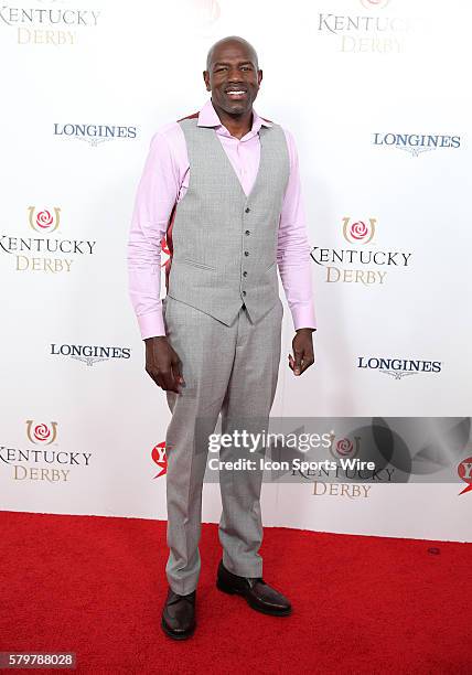 Former NBA player and University of Kentucky legend Tony Delk arrives on the red carpet at the 141st running of the Kentucky Derby at Churchill Downs...