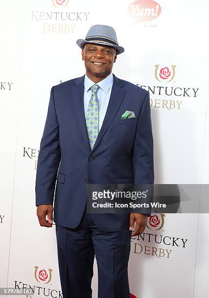 Legend Warren Moon arrives on the red carpet at the 141st running of the Kentucky Derby at Churchill Downs in Louisville, KY.