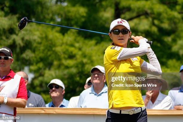 Na Yeon Choi hits her tee shot on during the second round of the Volunteers of America North Texas Shootout at Las Colinas Country Club in Irving, TX.