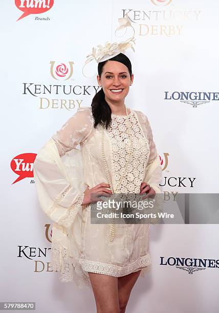 Actress Paget Brewster arrives on the red carpet at the 141st running of the Kentucky Derby at Churchill Downs in Louisville, KY.