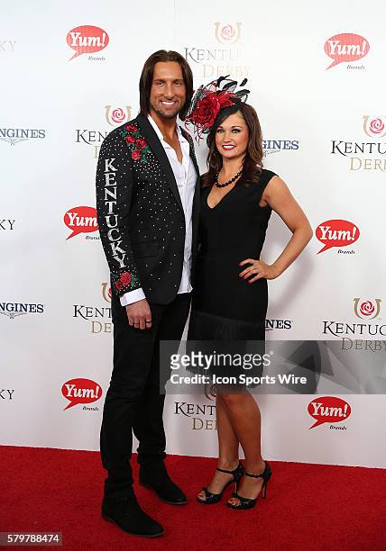 Musician J.D. Shelburne arrives on the red carpet at the 141st running of the Kentucky Derby at Churchill Downs in Louisville, KY.