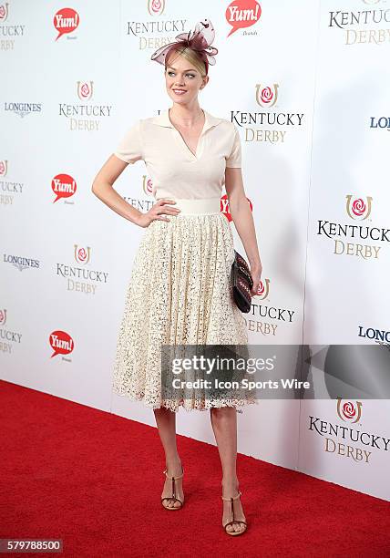 Model Lindsay Ellingson arrives on the red carpet at the 141st running of the Kentucky Derby at Churchill Downs in Louisville, KY.