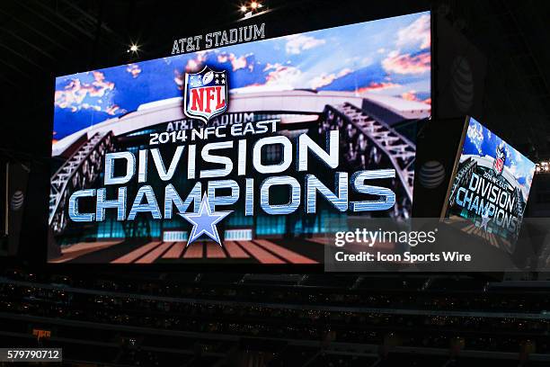 The jumbotron after the NFL game between the Dallas Cowboys and the Indianapolis Colts at AT&T Stadium in Arlington, TX. Dallas wins 42-7.